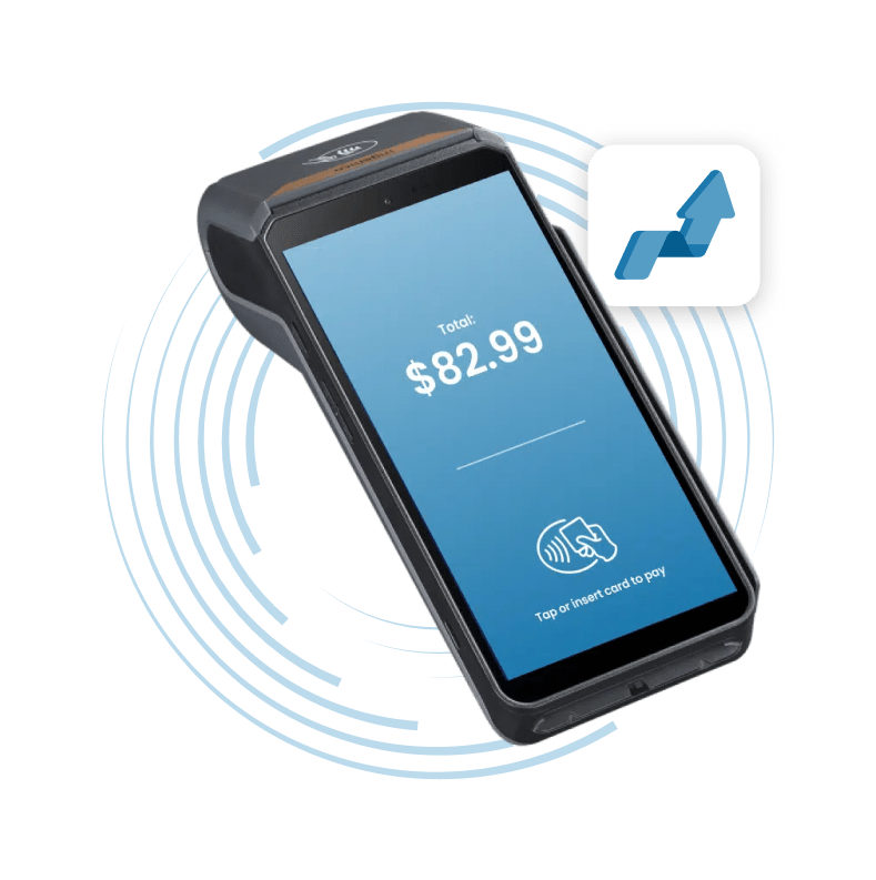 A credit card terminal accepting a payment