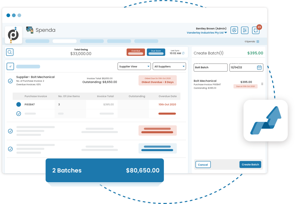 Spenda screen showing Accounts Payable